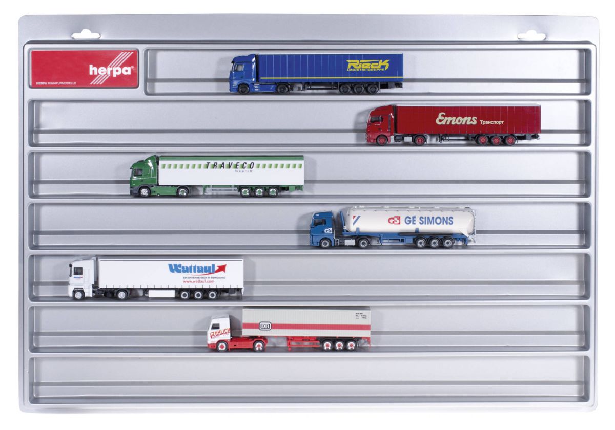 Herpa 029711 - LKW Schaukasten Eurolänge, silber(64,5 cm x 45 cm x 3,5 cm) | Modellbahn | Modelleisenbahn