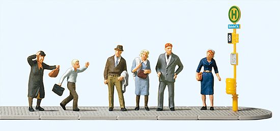 Preiser H0 (1:87) 10414 - H0 Wartende a.d. Straßenbahn | Modellbahn | Modelleisenbahn