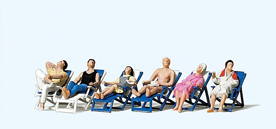 Preiser H0 (1:87) 10437 - H0 Ruhende im Liegestuhl | Modellbahn | Modelleisenbahn