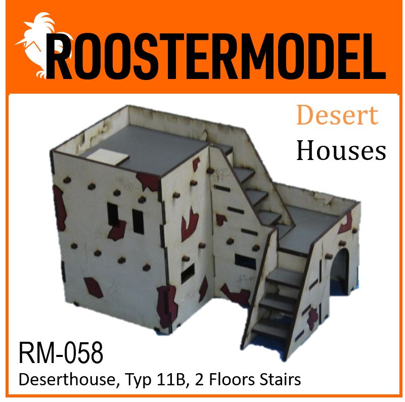 Roostermodel RM-058 - Deserthouse, Typ 11B, 2 Floors | Tabletop
