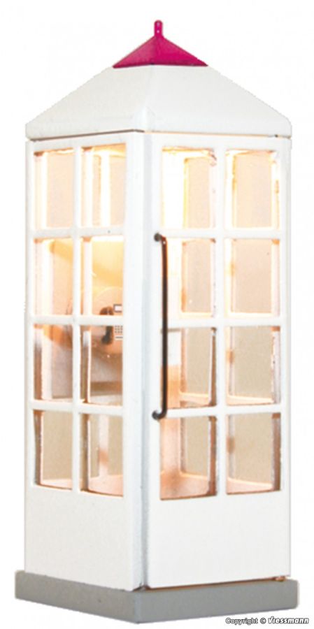 Viessmann H0 (1:87) 1372 - H0 Telefonzelle Telekom geschlossen mit LED-Beleuchtung | Modellbahn | Modelleisenbahn