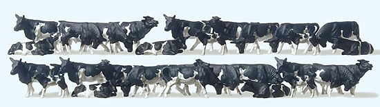 Preiser H0 (1:87) 14408 - H0 Kühe,schwarz/weiß 30 St. | Modellbahn | Modelleisenbahn