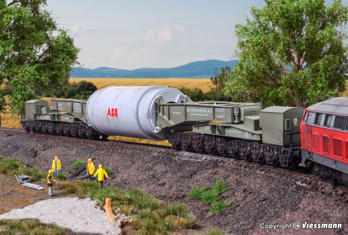 Kibri H0 (1:87) 16507 - Spur H0 MAN Schienentiefladewagen Uaai 687.9 mit Generatorstator | Modellbahn | Modelleisenbahn