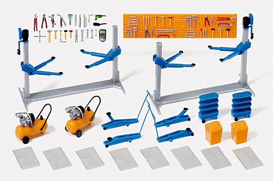 Preiser H0 (1:87) 17186 - H0 Einrichtung KFZ-Werkstatt | Modellbahn | Modelleisenbahn