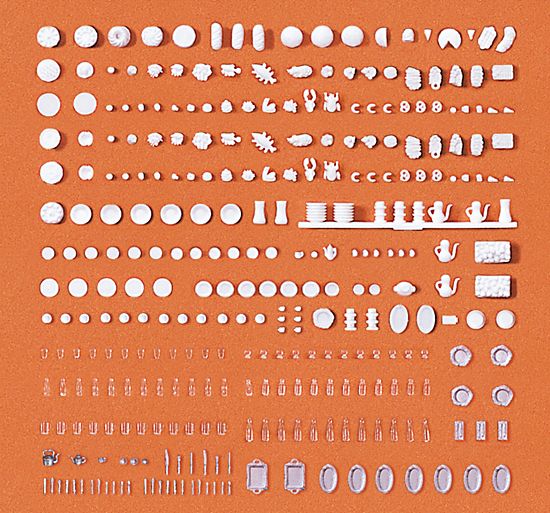 Preiser H0 (1:87) 17220 - H0 Geschirr+Speisen Bausatz | Modellbahn | Modelleisenbahn