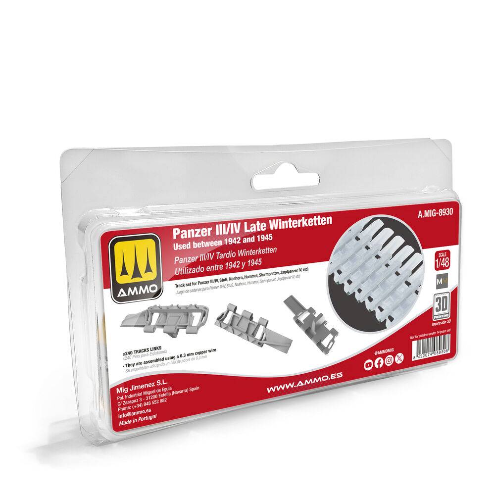 AMMO by MIG Jimenez A,MIG-8930 - 1:48 Panzer III/IV Late Winterketten, Used between 1942 and 1945 | Modellbau