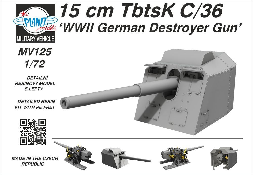 Planet Models 129-MV125 - 15 cm TbtsK C/36 WWII German Destroyer Gun in 1:72 | Modellbau