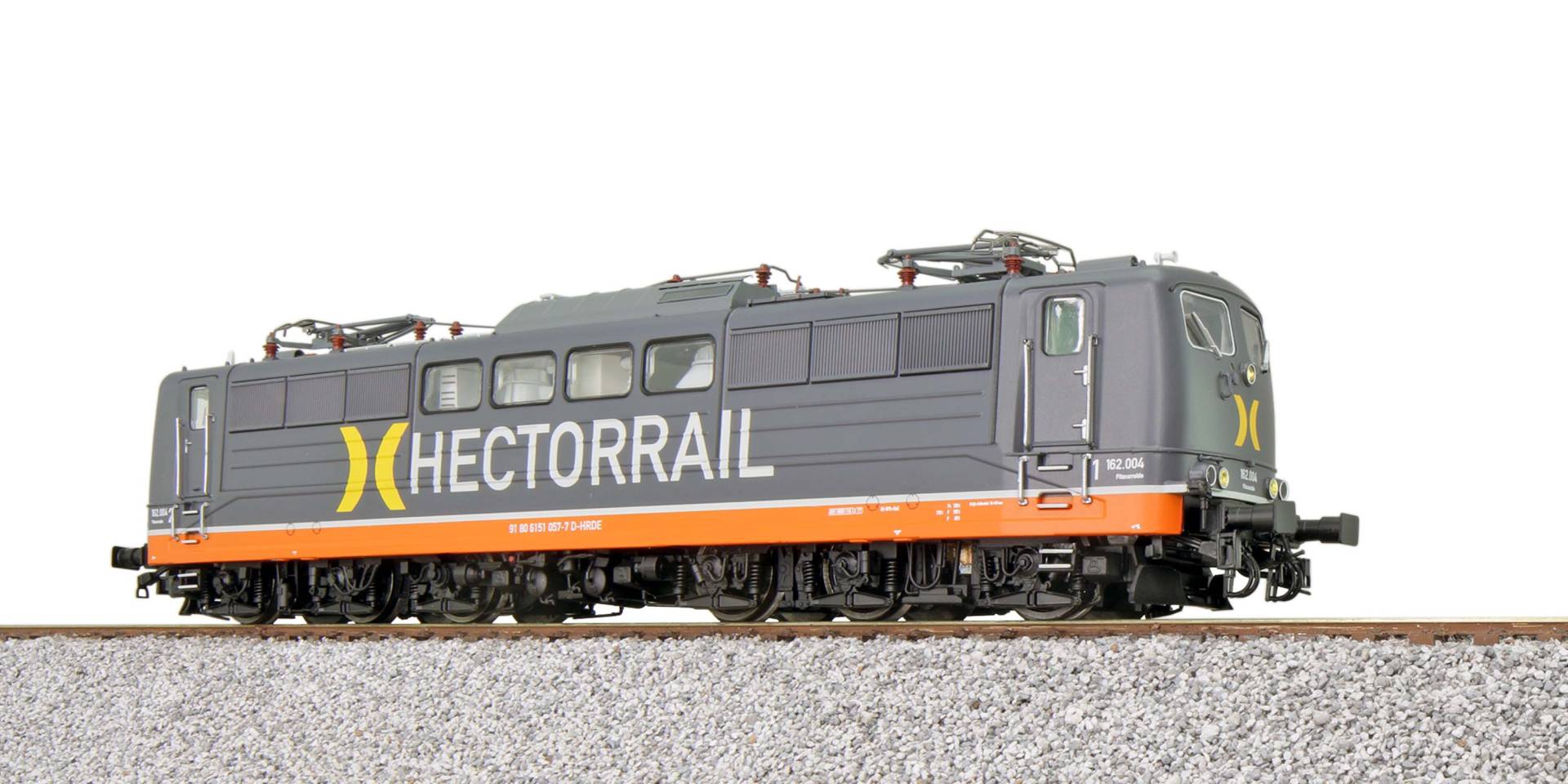 ESU H0 (1:87) 31038 - E-Lok, H0, BR 151, 162004 Hectorrail, Grau/orange, Ep VI, Vorbildzustand um 2020, LokSound, Pantograph, DC/AC | Modellbahn |