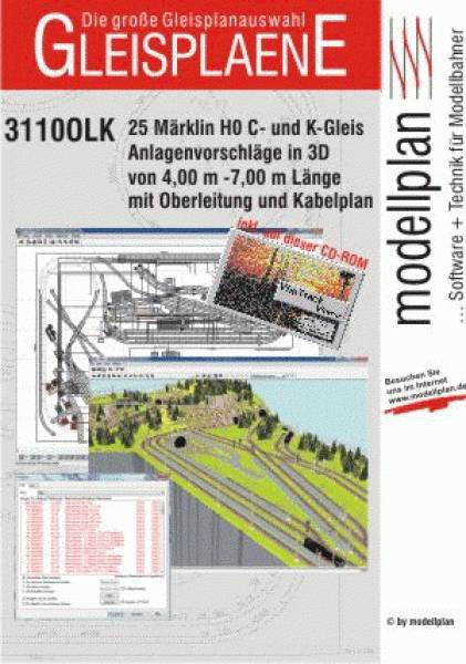 Modellplan 3110OLK - 25 Stk. Märklin H0 C+K-Gleispläne in 3D von 4,0-7,0 mt. längste Länge inkl. Digitalem Kabelplan + Oberleitung | Modellbahn |
