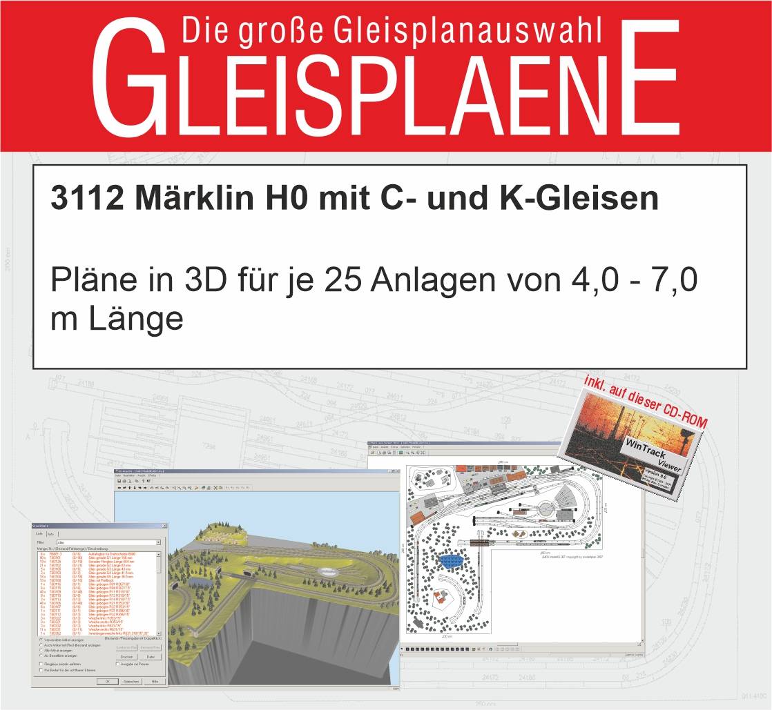 Modellplan 3112 - 25 Stk. Märklin H0 Anlagenvorschläge in 3D mit den C + K Gleis 3D 4,0 - 7,0 mt. längste Länge | Modellbahn | Modelleisenbahn