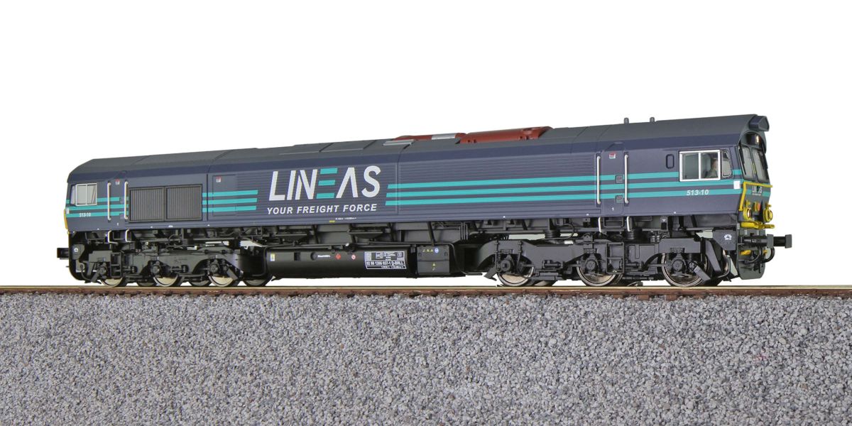 ESU H0 (1:87) 31283 - Diesellok H0, C66 Lineas 513-10, Ep. VI, Vorbildzustand um 2018, dunkelblau/türkis, Sound+Rauch, DC/AC | Modellbahn |