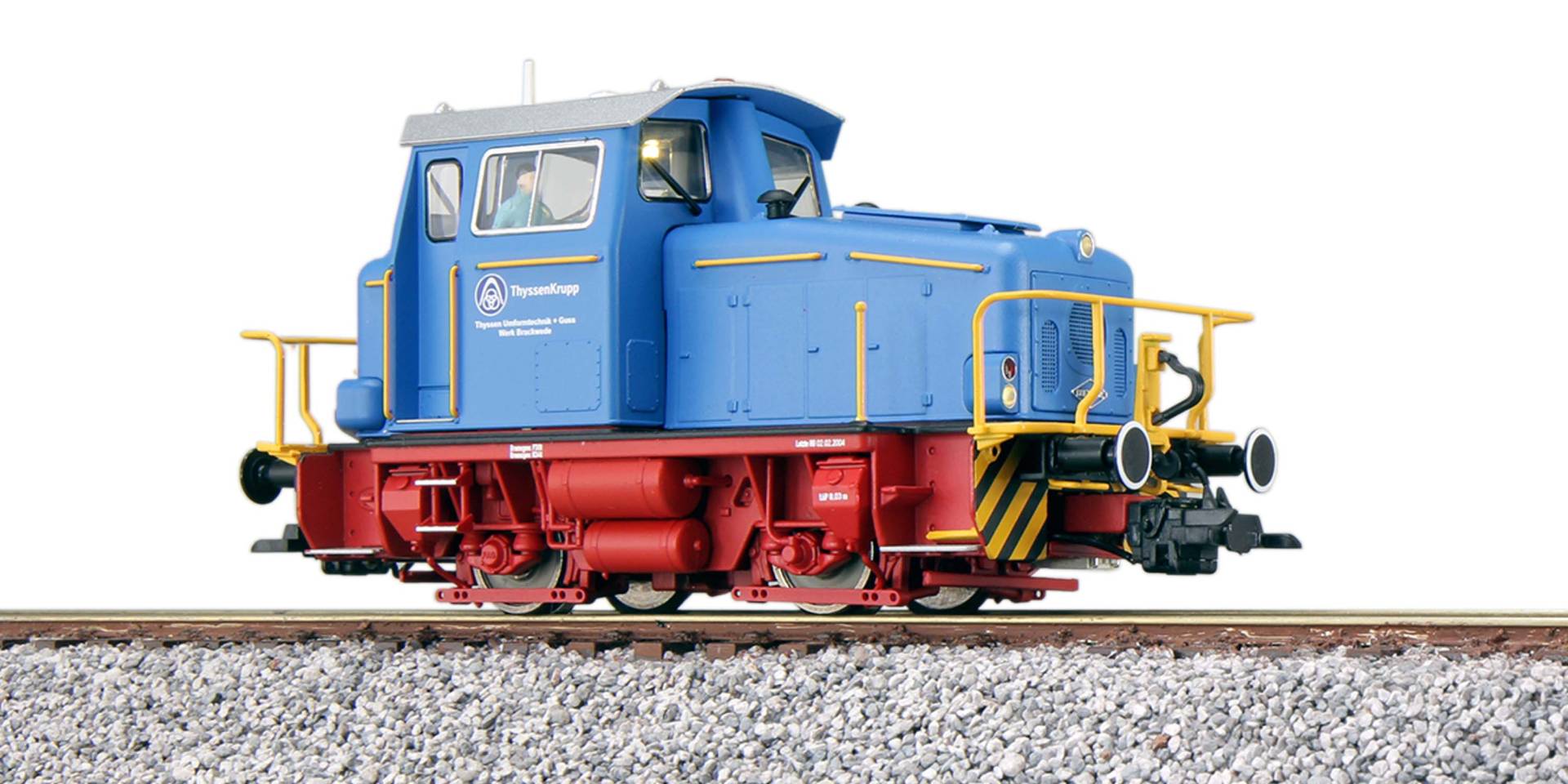 ESU H0 (1:87) 31431 - Diesellok, H0, KG230, ThyssenKrupp, blau, Ep V, Vorbildzustand um 2004, LokSound, Raucherzeuger, Rangierkupplung, DC/AC |