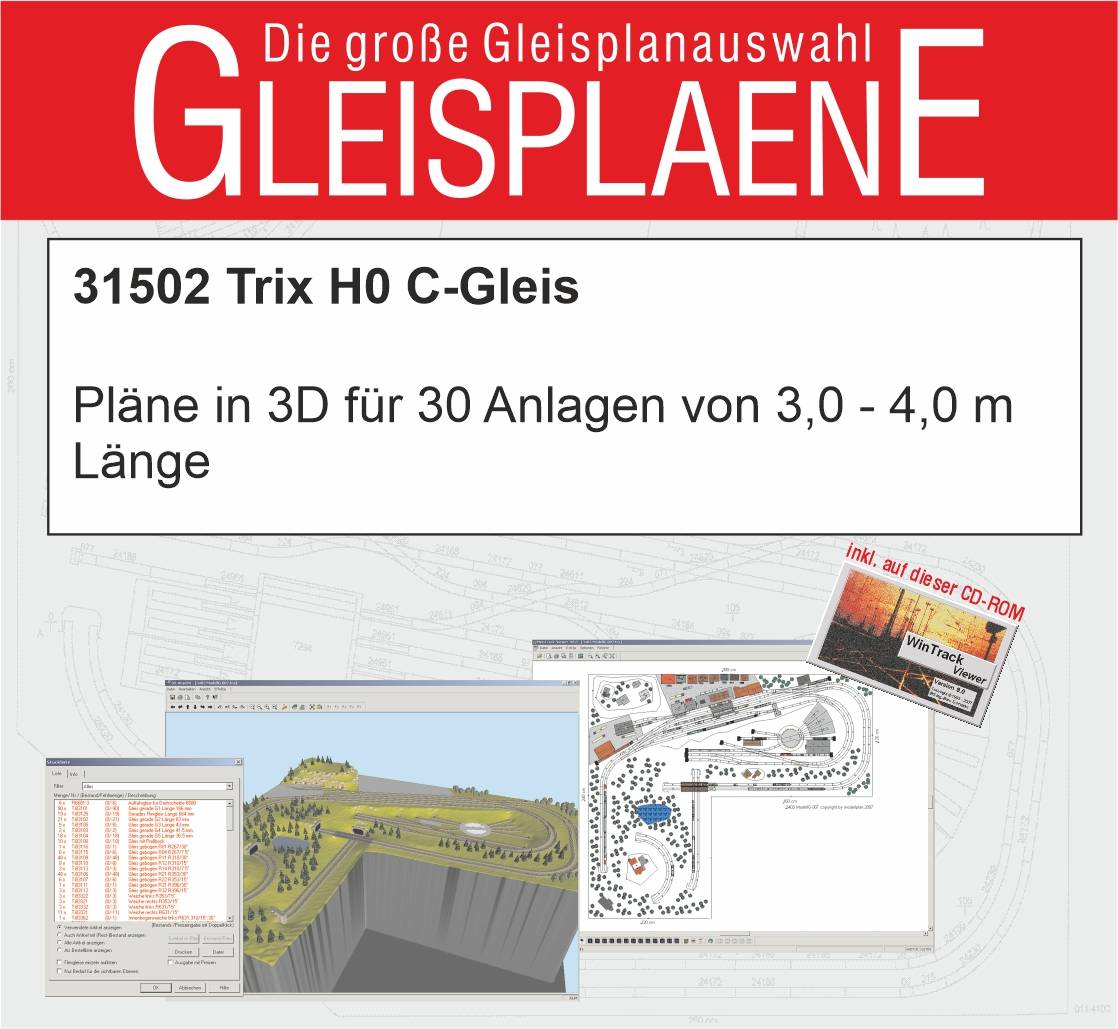 Modellplan 31502 - 30 Stk. Trix H0 C-Gleis Anlagenvorschläge in 3D von 3,0 - 4,0 mt. längste Länge | Modellbahn | Modelleisenbahn