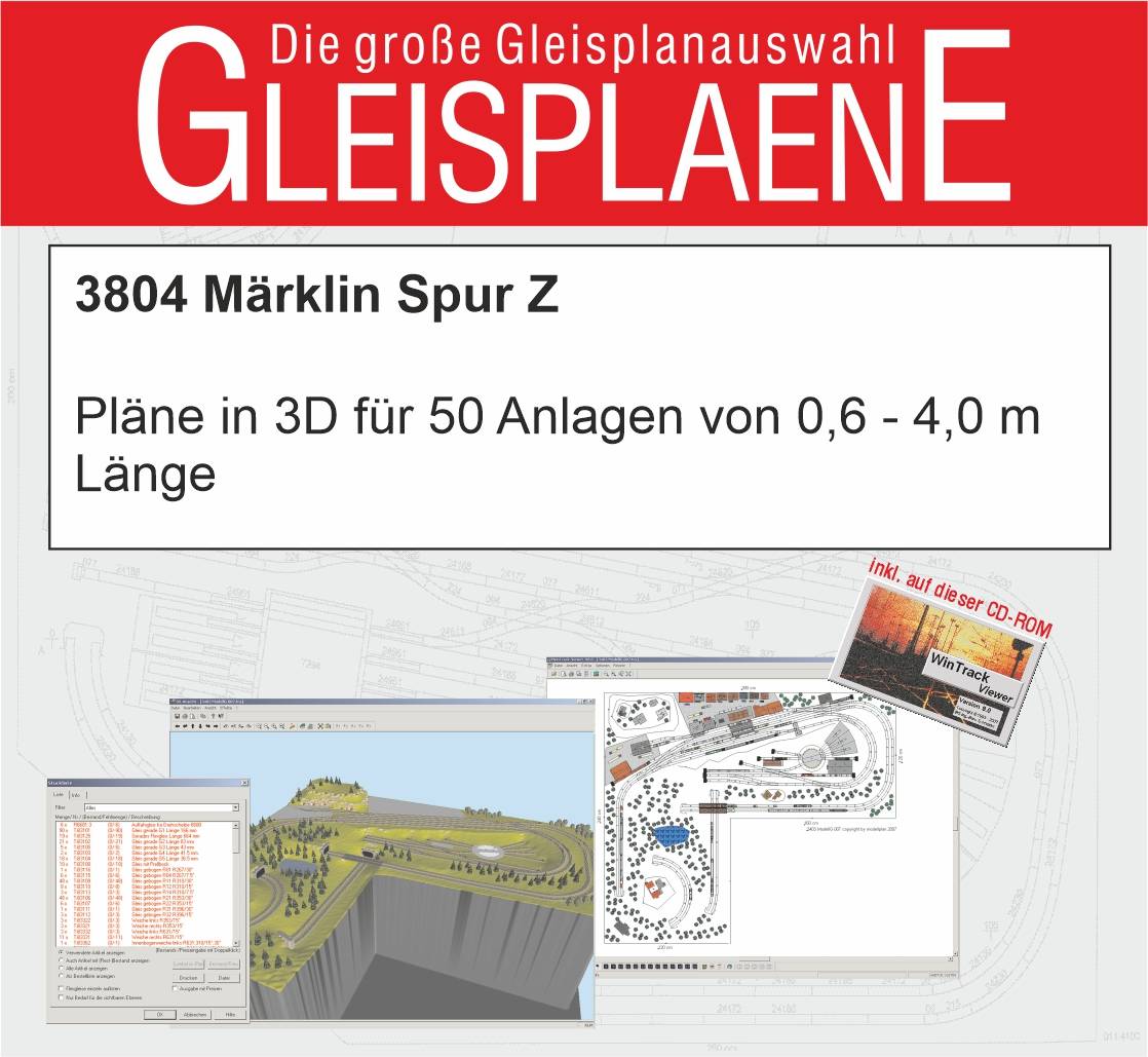 Modellplan 3804 - 50 Stk. Märklin Spur Z Anlagenvorschläge in 3D von 0,6 - 4,0 mt. längste Länge | Modellbahn | Modelleisenbahn