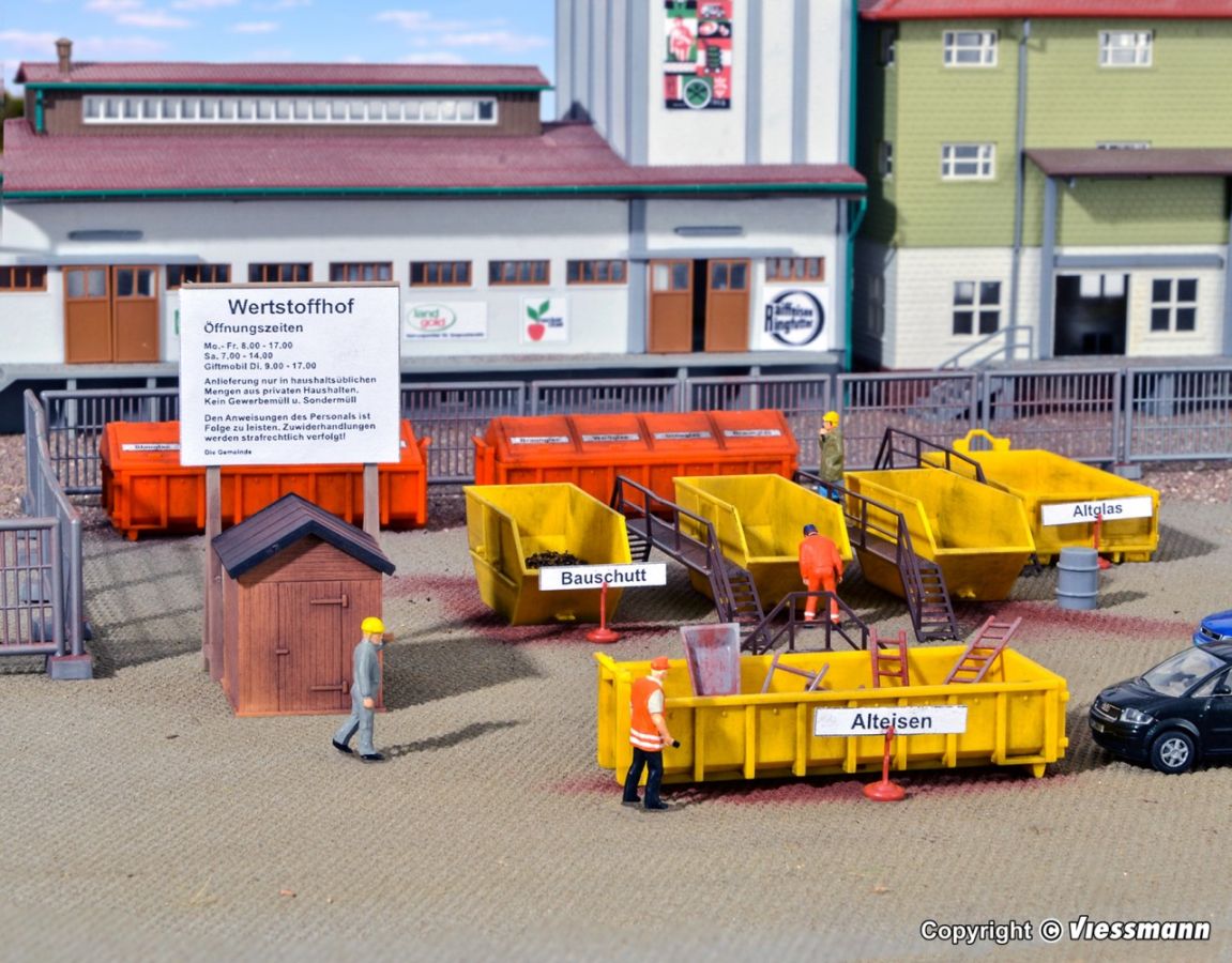 Kibri H0 (1:87) 38155 - Spur H0 Deko-Set Wertstoffhof | Modellbahn | Modelleisenbahn