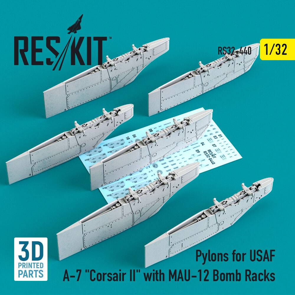 ResKit Models RS32-0440 - Pylons for USAF A-7 Corsair II with MAU-12 Bomb Racks (3D Printed) | Modellbau