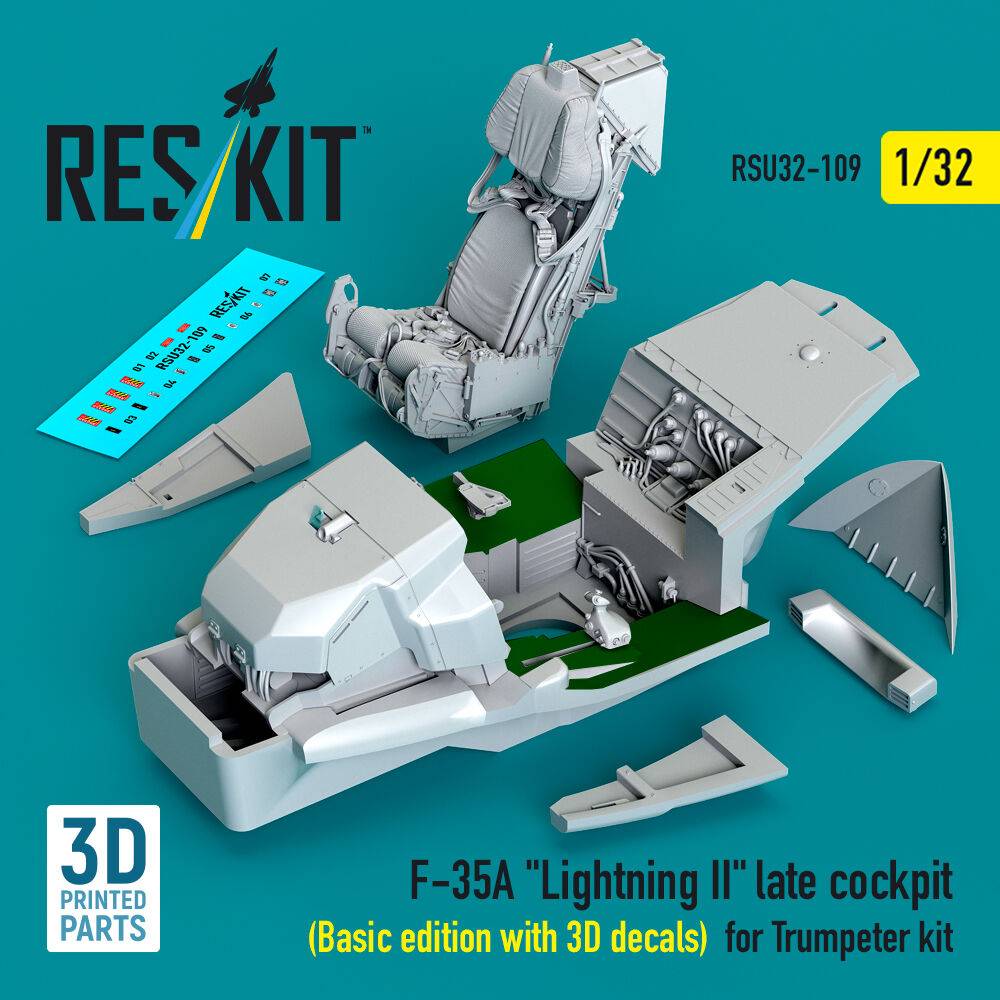 ResKit Models RSU32-0109 - F-35A Lightning II late cockpit (Basic edition with 3D decals) for Trumpeter kit (3D Printed) | Modellbau