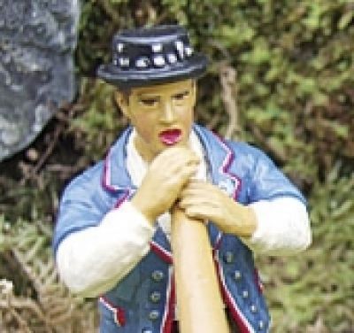 Prehm-Miniaturen G 500012 - Alphornblaeser blaue Tracht - Metallfigur | Modellbahn | Modelleisenbahn