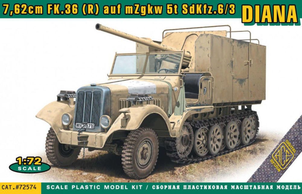 ACE ACE72574 - 1:72 Sdkfz.6/3 DIANA 7,62cm FK.36 auf mZgkw 5t | Modellbau