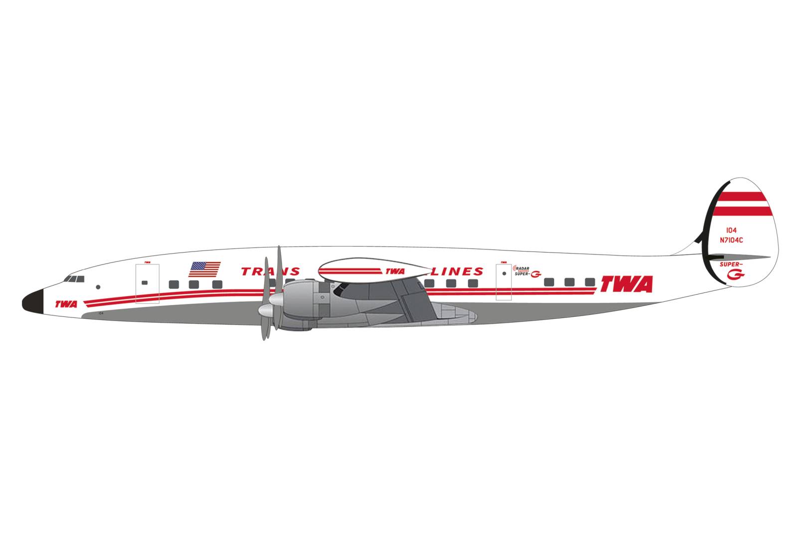 Herpa 614467 - TWA Trans World Airlines Lockheed L-1049G Super Constellation - N7104C | Modellbahn | Modelleisenbahn