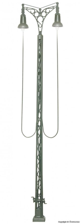 Viessmann 6390 - H0 Gittermastleuchte zweiflammig, 2 LEDs, warmweiss | Modellbahn | Modelleisenbahn