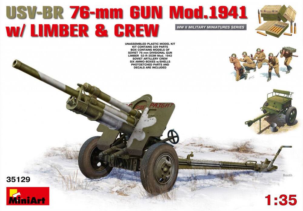 MiniArt 35129 - USV-BR 76-mm Gun Mod.1941 w/Limber & Crew | Modellbau