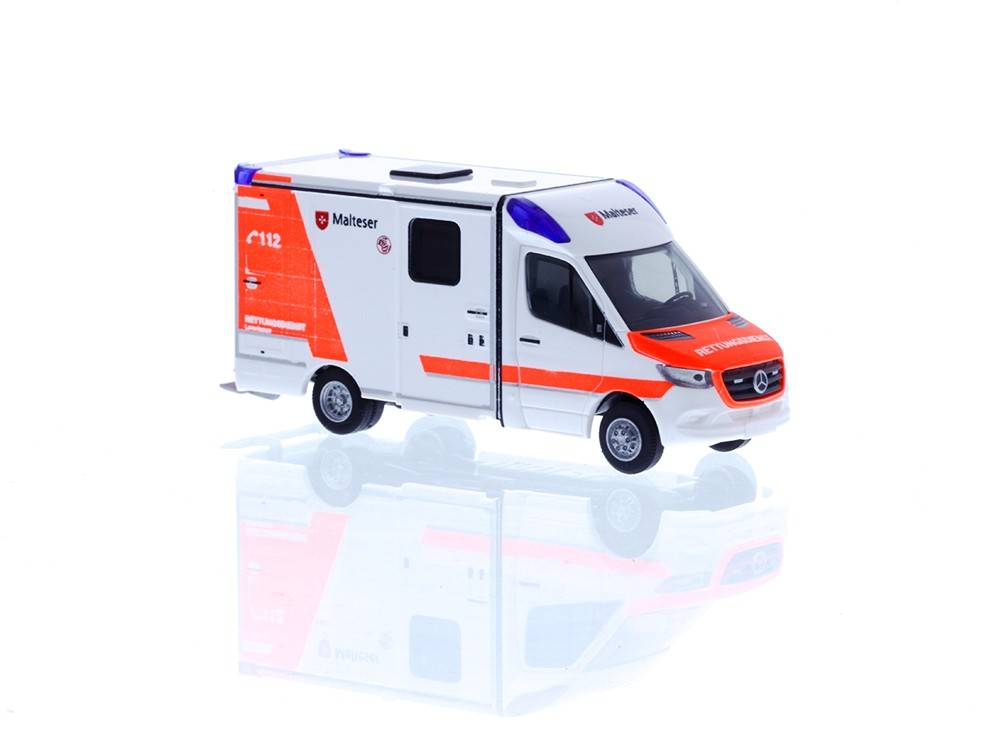 Rietze H0 (1:87) 76135 - System Strobel RTW ́18 Malteser Leverkusen, 1:87 | Modellbahn | Modelleisenbahn