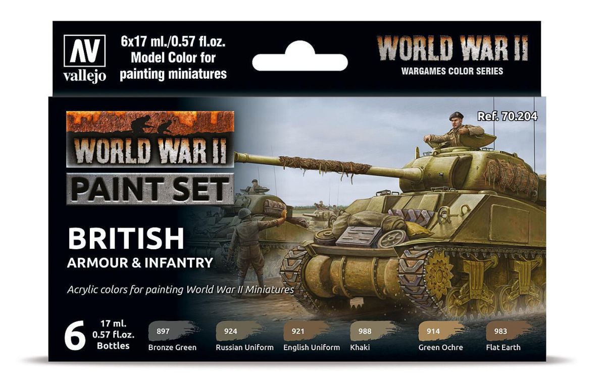 Vallejo 770204 - Farb-Set, Britische Panzerung und Infanterie, WWII | Modellbau
