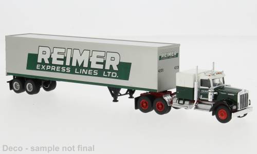 Brekina H0 (1:87) 86258 - Brekina, Kenworth W 900 Koffer-SZ, 1977, Reimer, 1:87 | Modellbahn | Modelleisenbahn