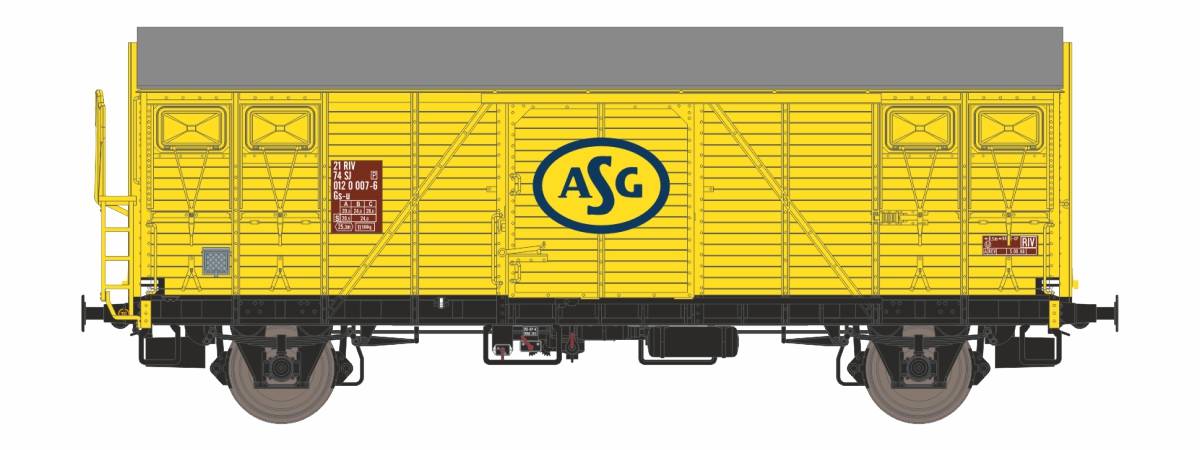 Dekas H0 (1:87) DK-872324 - Güterwagen ASG Gs, 21 RIV 74 SJ 012 0 007-6, yellow, ca 1966-69, IV | Modellbahn | Modelleisenbahn