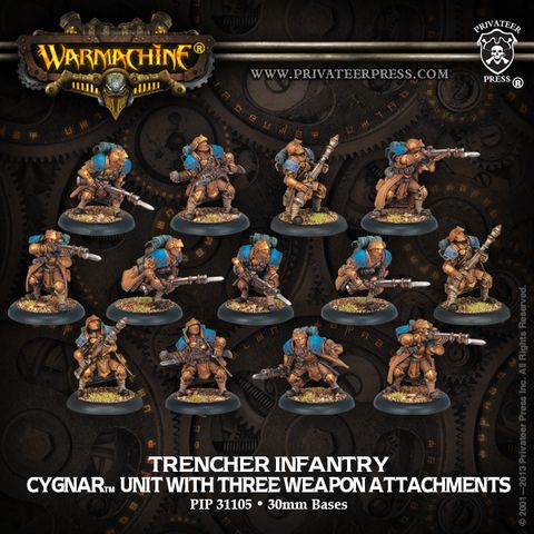 Warmachine PIP31105 - Cygnar Trencher Infantry & Attachments Unit Box (plastic) | Tabletop