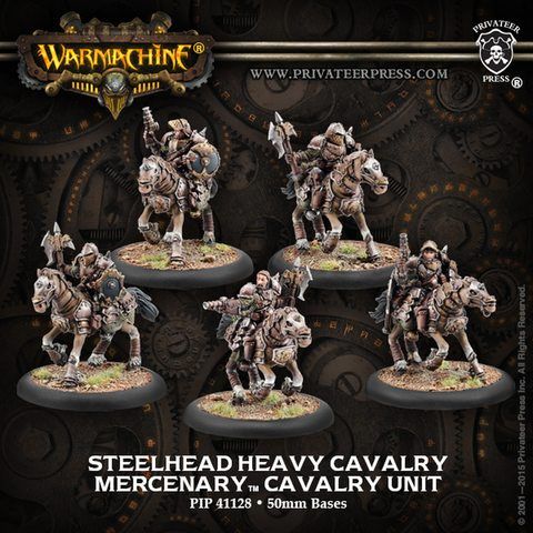 Warmachine PIP41128 - Mercenary Heavy Cavalry Steelhead Unit (5) REPACK | Tabletop