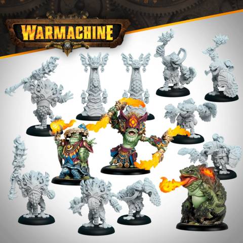 Steamforged Games SFGIKSKR289 - Warmachine: Southern Kriels Fire Tongue Warriors Command Cadre | Tabletop